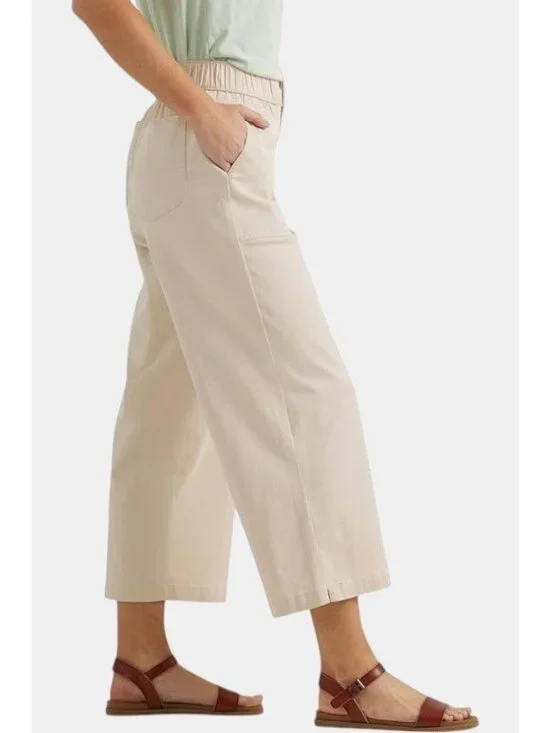 Lee Ultra Lux Womens 16 Comfort Pants Wide Leg Crop Capri High Rise Greige NEW - Picture 7 of 8